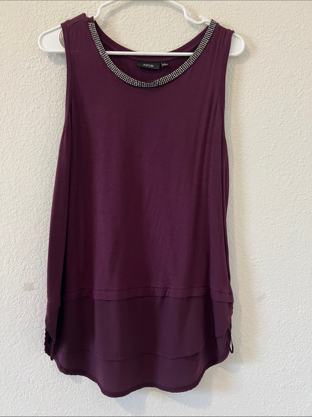 Apt. 9 Plum Beaded Neckline Sleeveless Tank